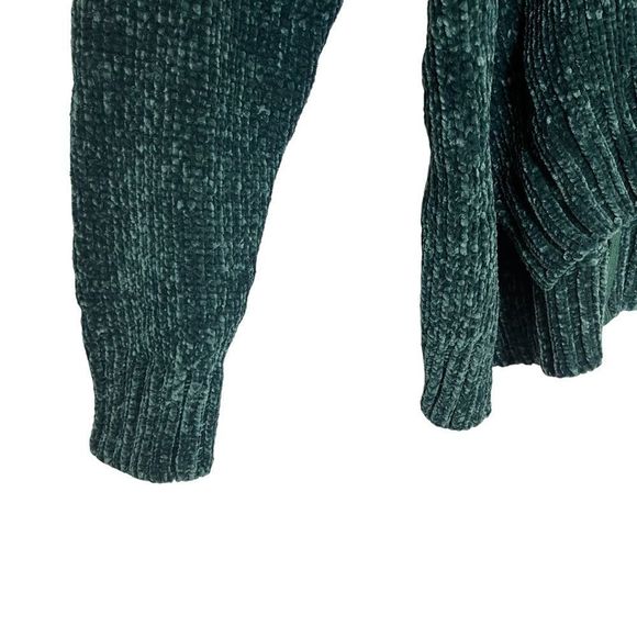 New Marled Reunited Cowl Turtleneck Evergreen Chenille Knit Sweater Green - Picture 8 of 15